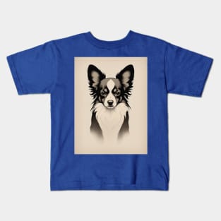 Papillon Dog 2 - Japanese Old Vintage Kids T-Shirt